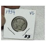 1934 Mercury Dime