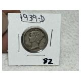 1939 D Mercury Dime