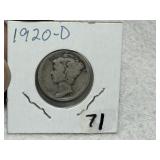 1920 D Mercury Dime