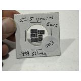 5 - 5 Grain .999 Silver Bars