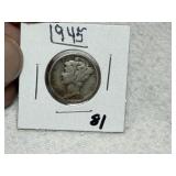 1945 Mercury Dime