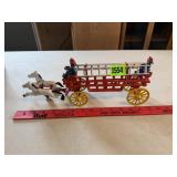 Vintage Cast Iron Toy Horse Drawn Hook & Ladder