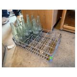 Vintage Metal Coca-Cola Crate w/ Glass Bottles