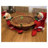 Mr & Mrs Claus with Wicker Basket