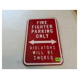 Firefighter Parking Only Metal Sign