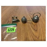 Vintage Miniature Iron, Tea Kettle & Pot
