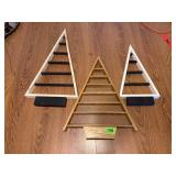 Three Wooden Tree Shaped Display Shelves