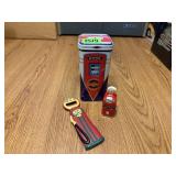 Tin, Bottle Opener & Gas Pump HInged Box