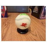 Vintage Mobil Oil Glass Baseball Coin Bank