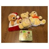 Winnie the Pooh Book & 3 Plush Pooh Bears