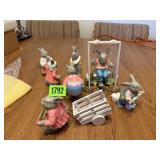 Assorted Bunny Family Figurines, Accessories