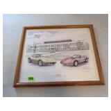 Corvette 10th Anniversay Framed Drawing