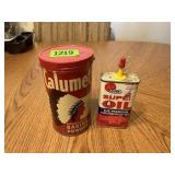 Calumet Baking Powder & Gunk Super Oil Tins