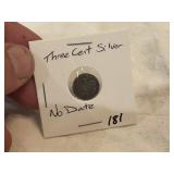 3-Cent Nickel, Silver, Worn Date