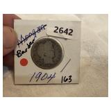 1904 Barber Quarter