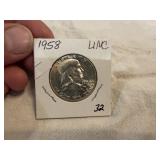 1958 Franklin Half Dollar, MS-65