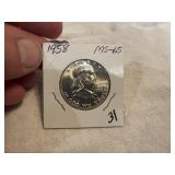 1958 Fraklin Half Dollar, MS-65