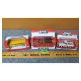 3 Toy Vehicles: School Bus & 2 Pick up Trucks