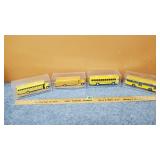 4 Model School Buses in Display Cases
