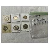 (3) UNC Quarters & (3) SBA Dollars