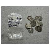 (17) Mercury Dimes