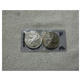 (2) 1 oz. Silver Rounds--ASE Design