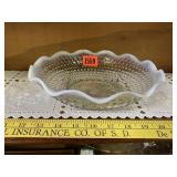 Hob Nail Opalescent Ruffled Candy/Serving Dish
