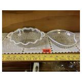 2 Hob Nail Moonstone Tipped Candy Dishes