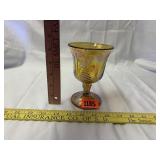 Amber Carnival Glass Goblet