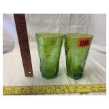Green Carnival Glass Drinking Glasses