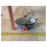 Blue Swirl Enamel Pot with Handle