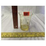 Yellow Etched Flower Water Glass