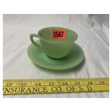 Fire-King Jadeite Tea Cup & Saucer