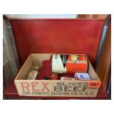 Vintage Wood Crate with Assorted Spice Tins
