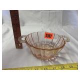 Pink Depression Dish with Handles