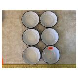 6 White Enamel Saucers
