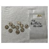 (10) Buffalo Nickels