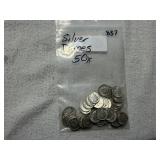 (50) Silver Roosevelt Dimes