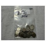(50) Silver Roosevelt Dimes