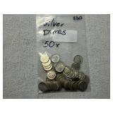 (50) Silver Roosevelt Dimes