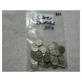 (50) Silver Roosevelt Dimes
