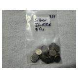 (50) Silver Roosevelt Dimes