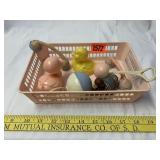 Basket of Vintage Baby Rattles