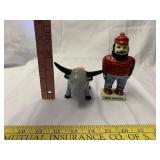 Vintage Paul Bunyan & Babe Salt & Pepper, Japan