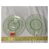 2 Green Depression Cameo Plates