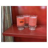 3 Red Gingham Glasses