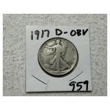 1917 D OBV Walking Liberty Half Dollar