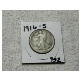 1916 S Walking Liberty Half Dollar