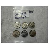 (6) 1964 Kennedy Half Dollars