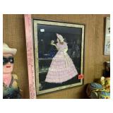Vinage Ribbon Doll Framed Picture